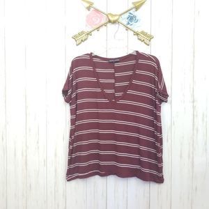 Brandy Melville Striped V Neck Top